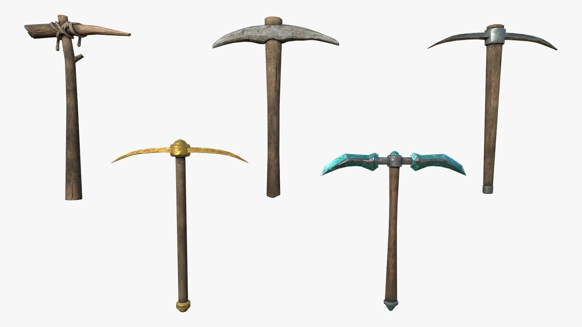 Pickaxe pack Low-poly 3D model_1