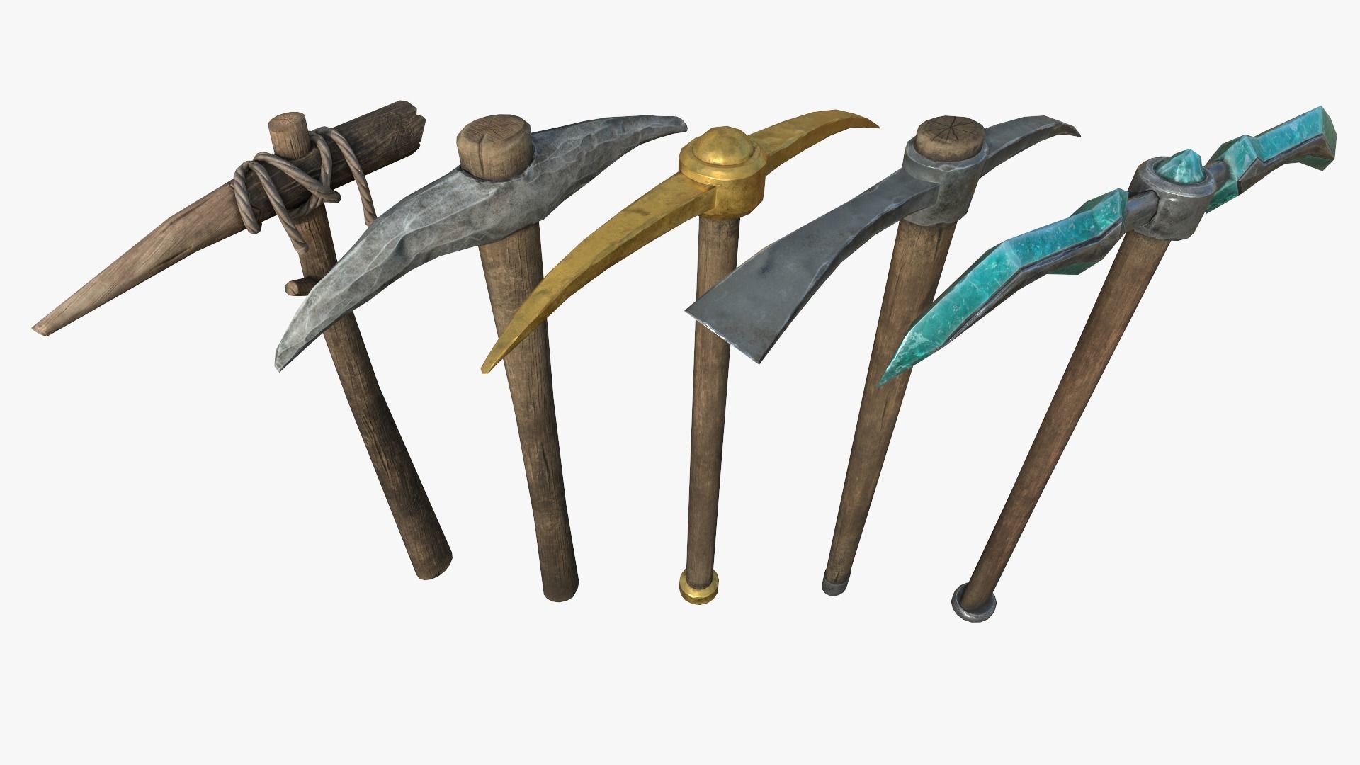 Pickaxe pack Low-poly 3D model_6