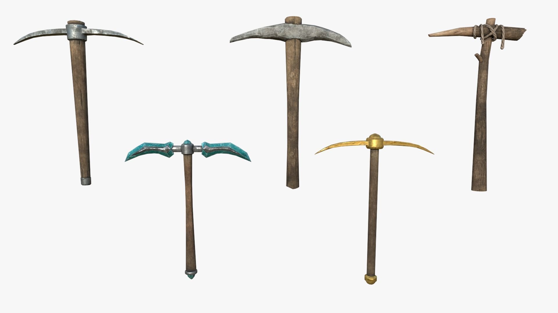 Pickaxe pack Low-poly 3D model_2