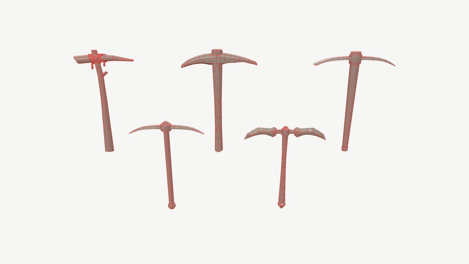 Pickaxe pack Low-poly 3D model_7