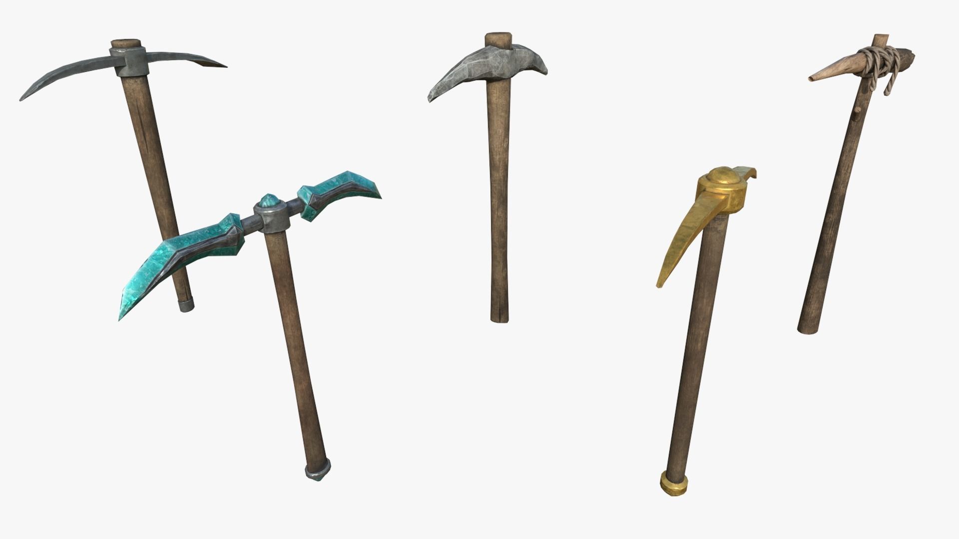 Pickaxe pack Low-poly 3D model_5