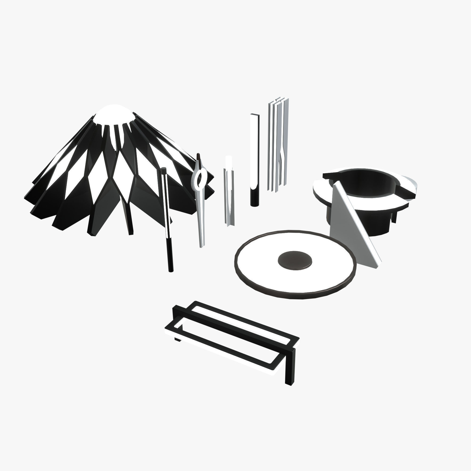 Minimalistic Sci-Fi Lamps Low-poly 3D model_3