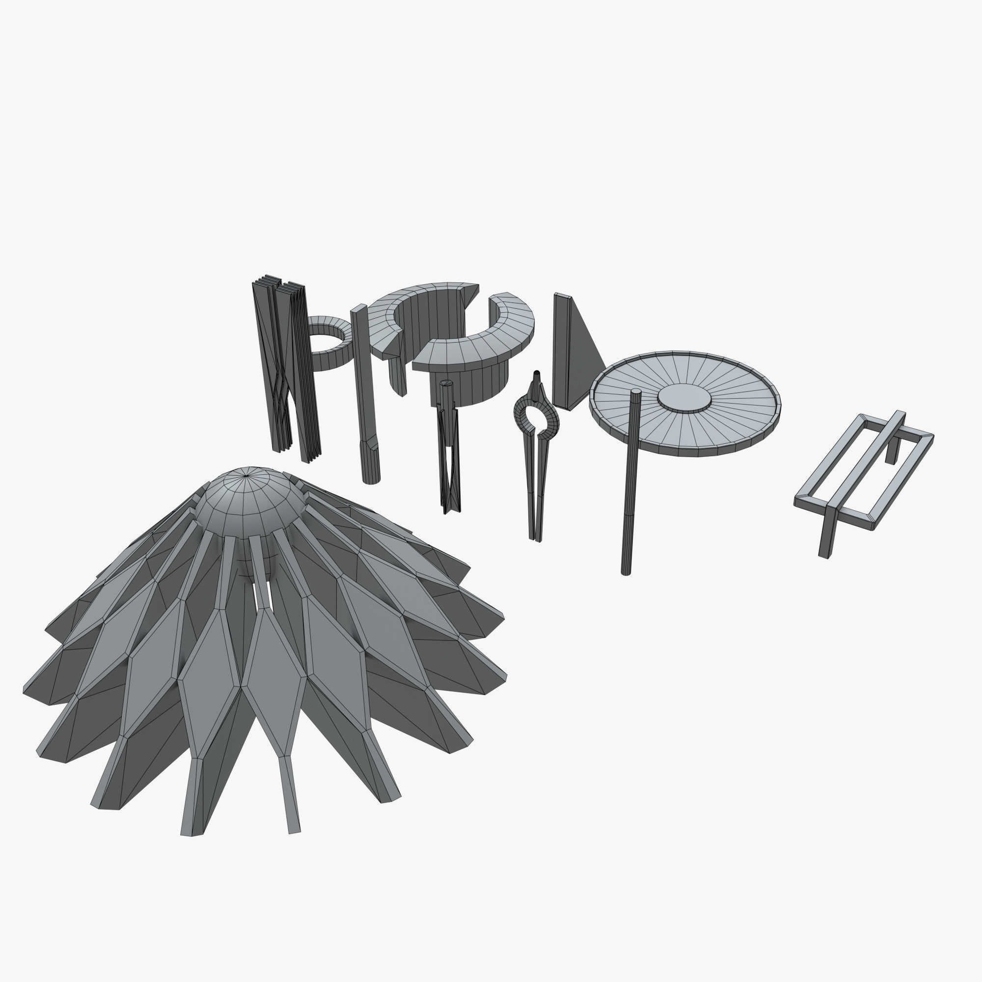 Minimalistic Sci-Fi Lamps Low-poly 3D model_9