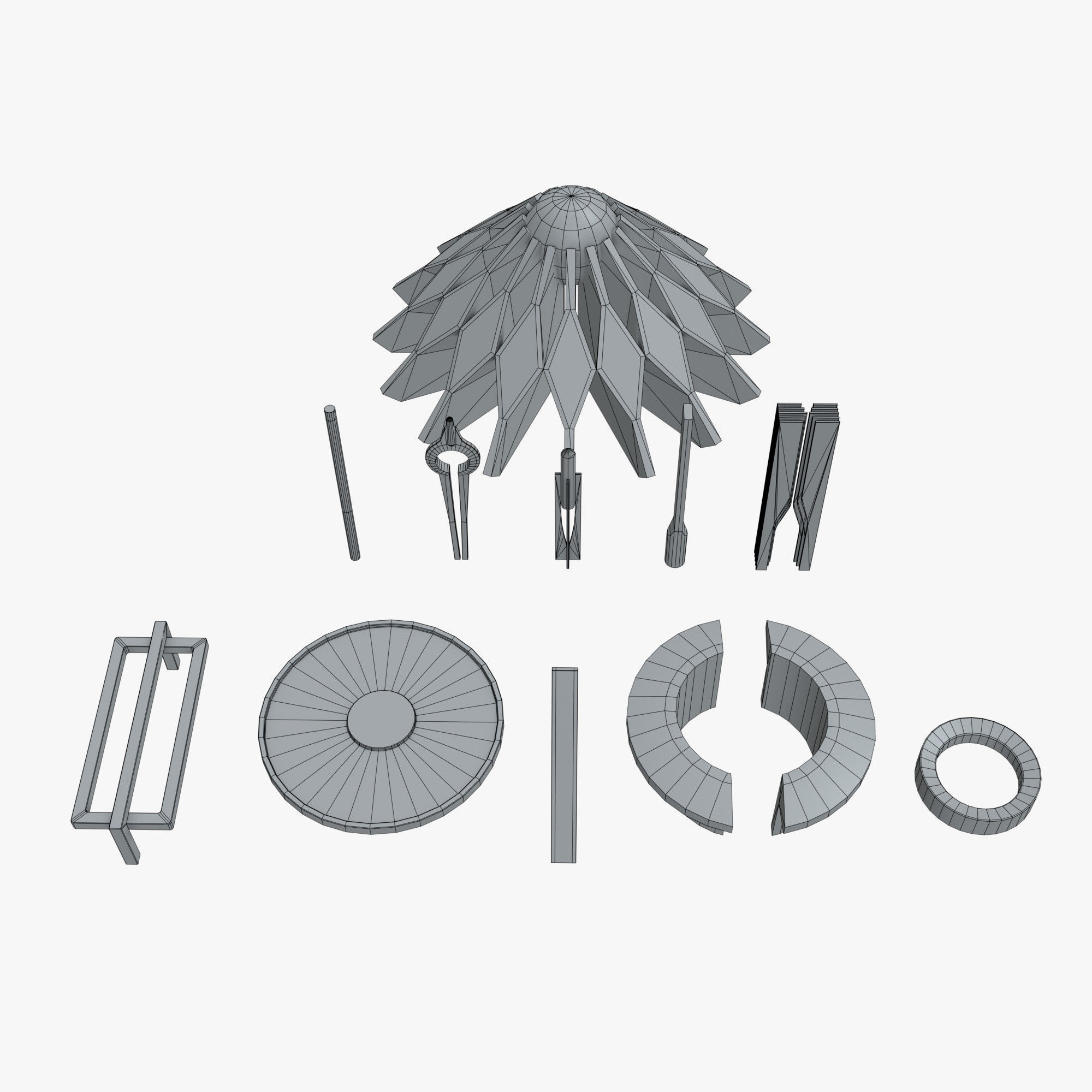 Minimalistic Sci-Fi Lamps Low-poly 3D model_8