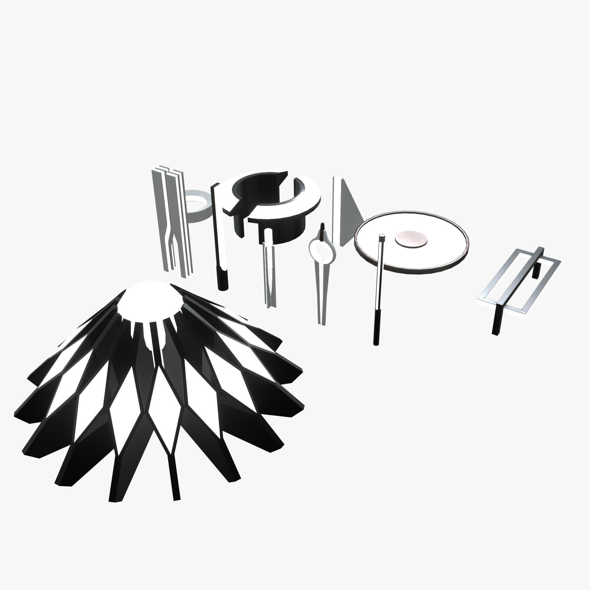 Minimalistic Sci-Fi Lamps Low-poly 3D model_1