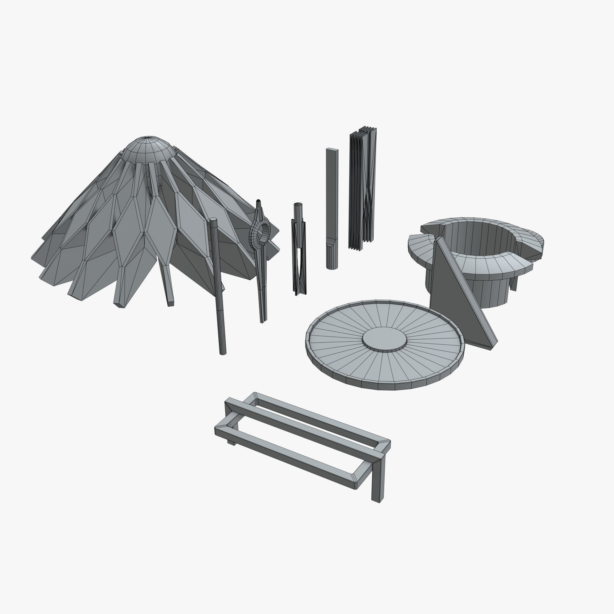 Minimalistic Sci-Fi Lamps Low-poly 3D model_11