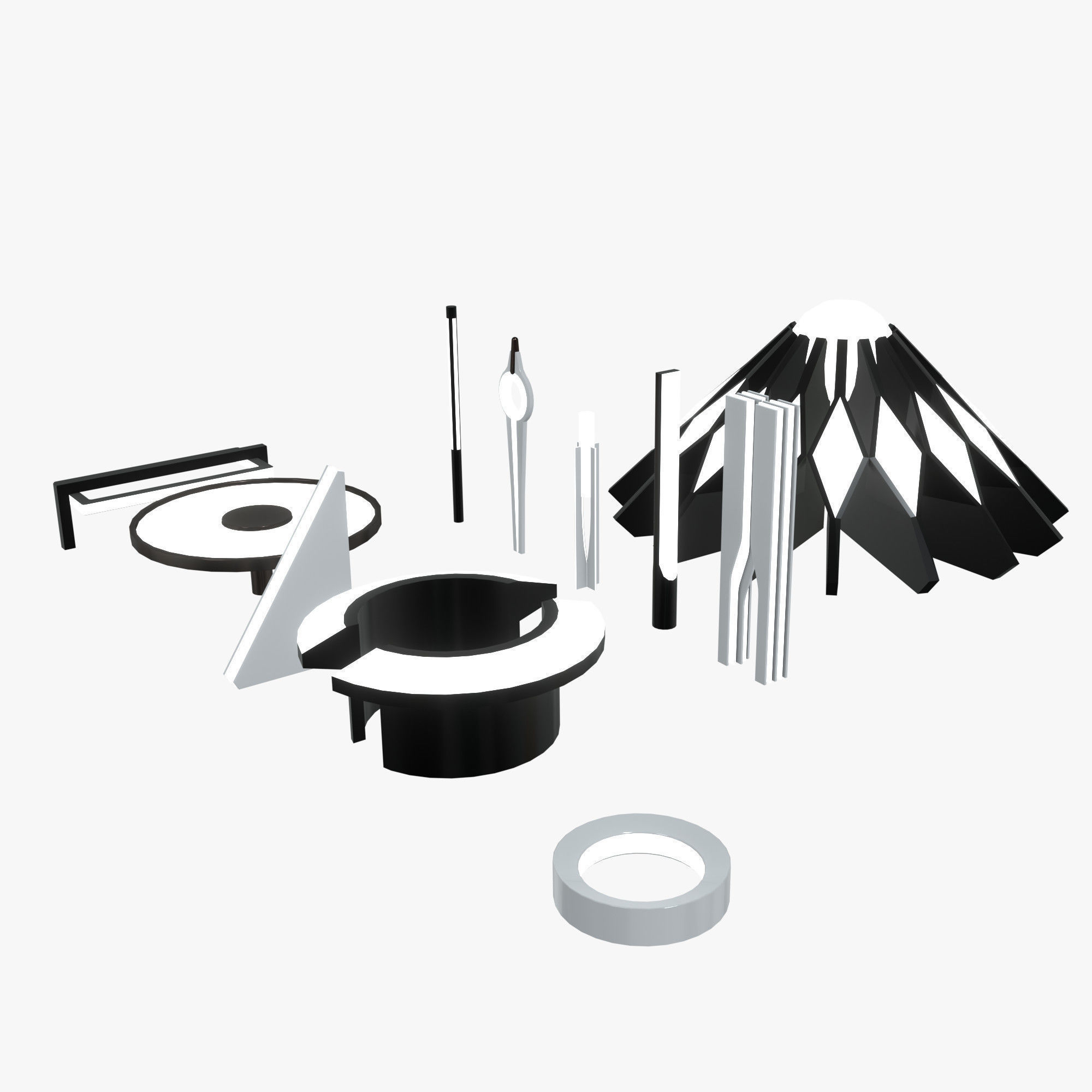 Minimalistic Sci-Fi Lamps Low-poly 3D model_4