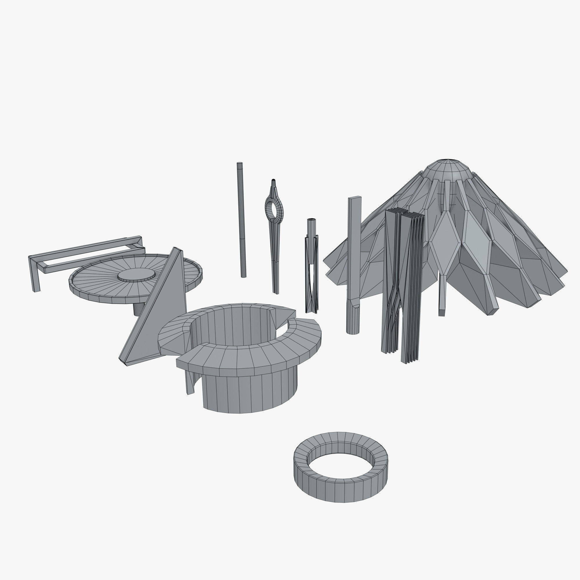 Minimalistic Sci-Fi Lamps Low-poly 3D model_12