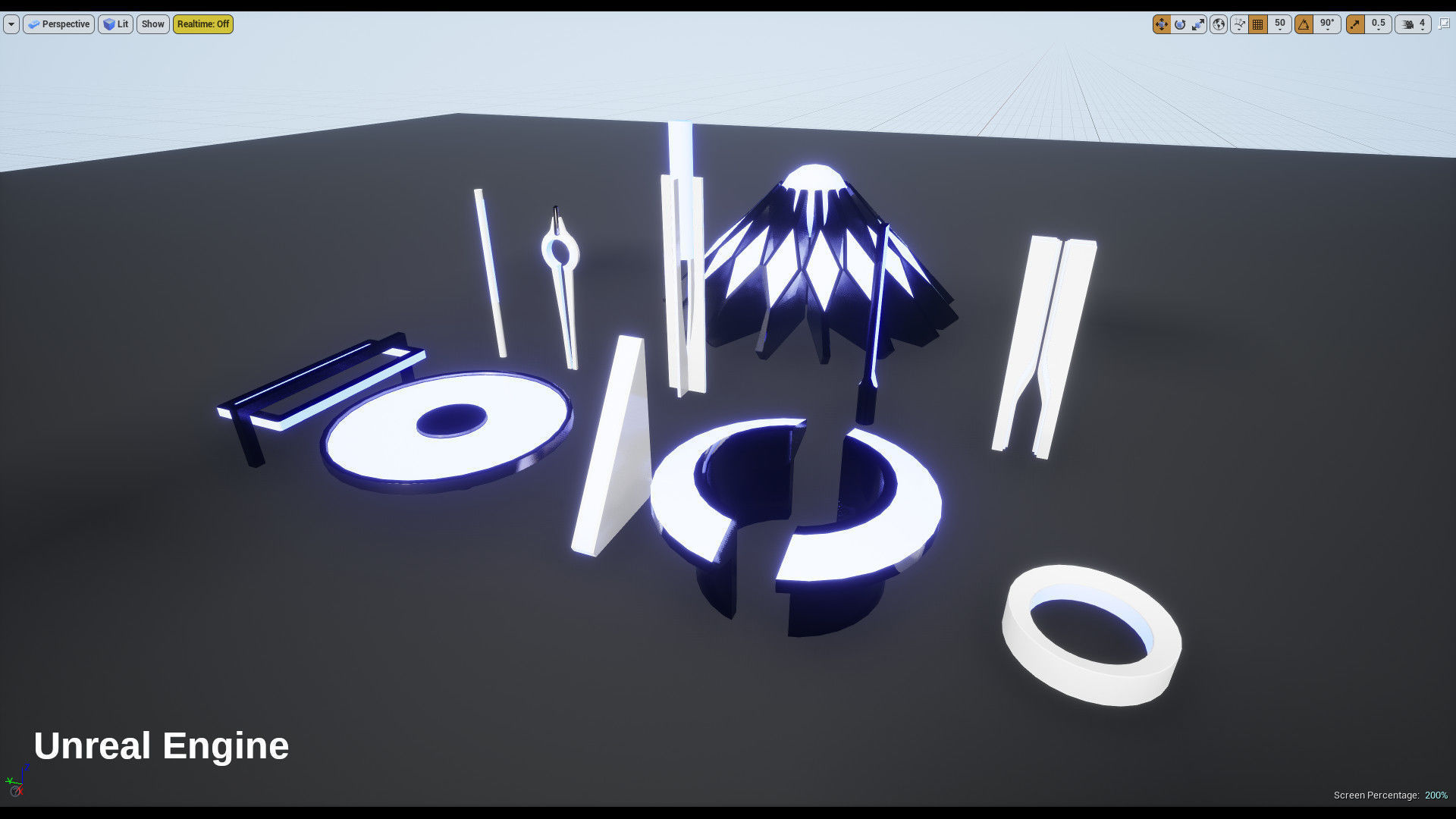 Minimalistic Sci-Fi Lamps Low-poly 3D model_6