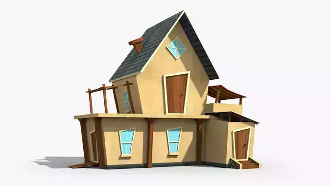 Cartoon House a Low-poly 3D model