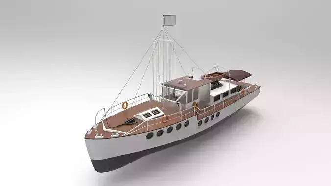 Wooden sail ship 3D model