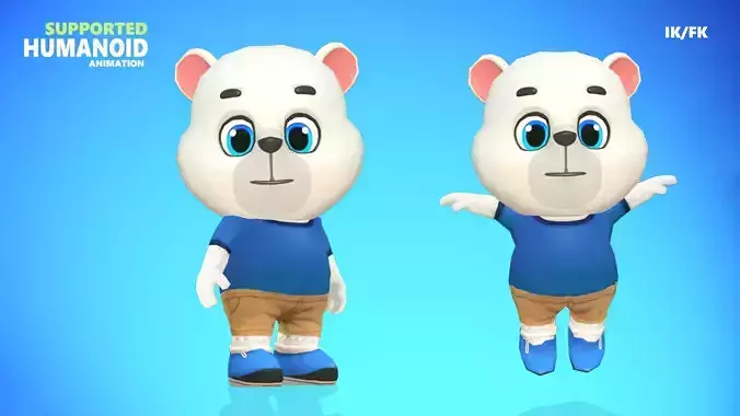 Polar Bear Animated Rigged Low-poly 3D model