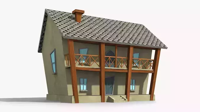 Cartoon House b Low-poly 3D model