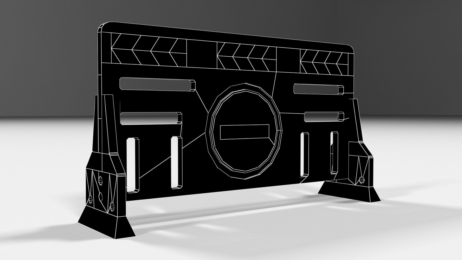 Yellow plastic road barrier Low-poly 3D model_7