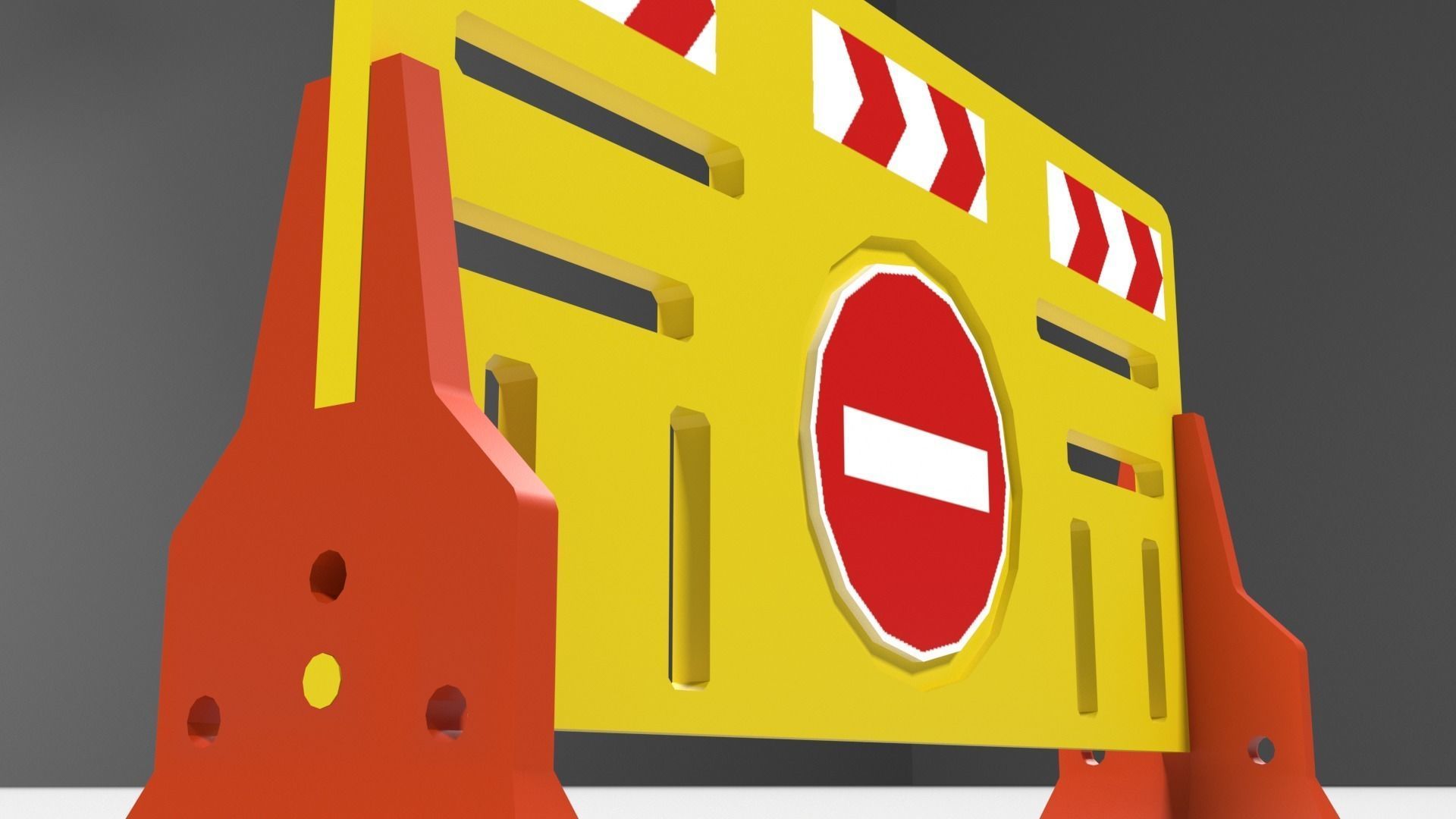 Yellow plastic road barrier Low-poly 3D model_3