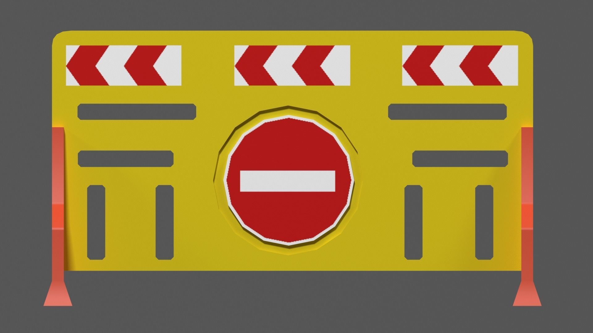 Yellow plastic road barrier Low-poly 3D model_4