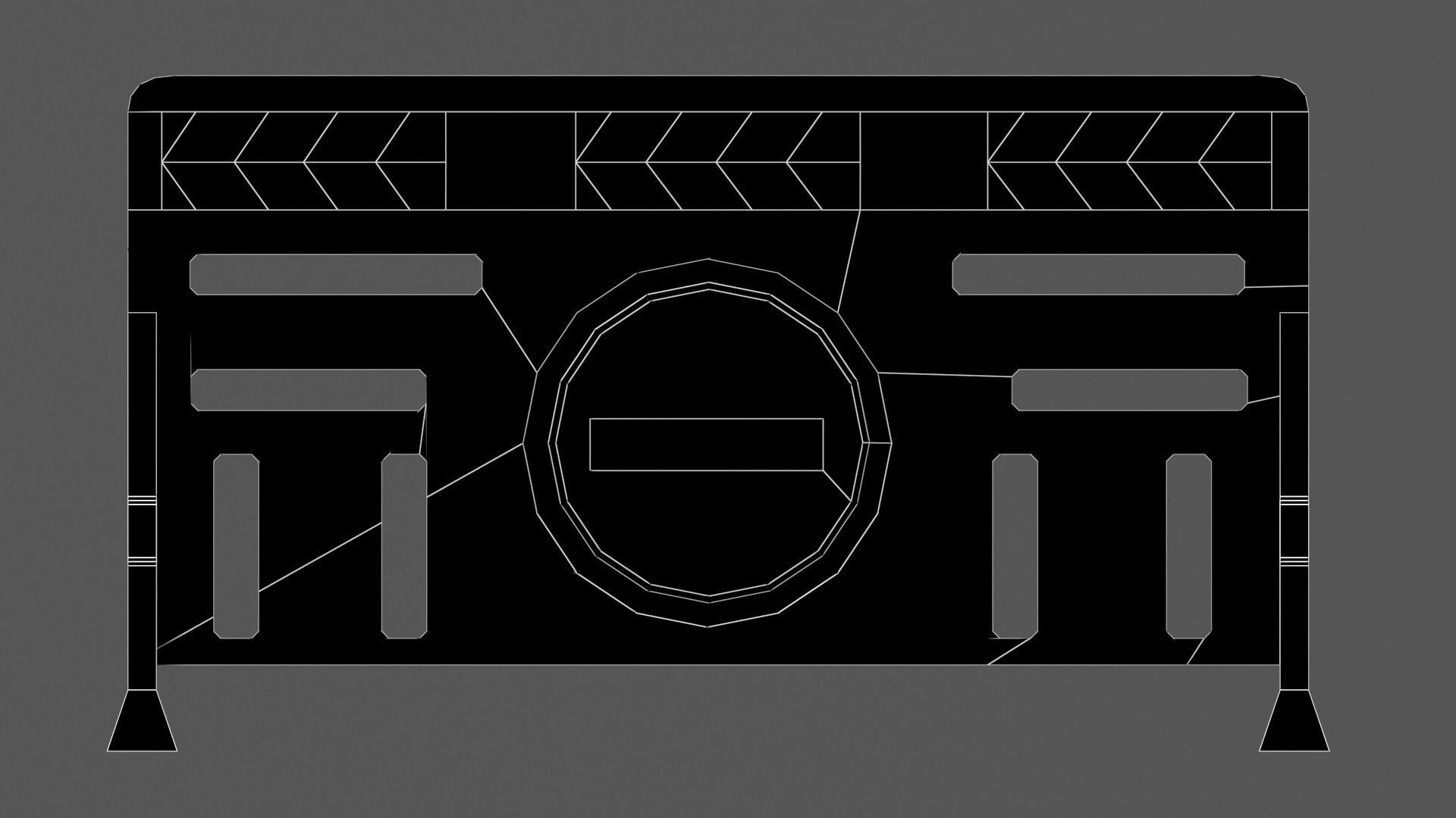 Yellow plastic road barrier Low-poly 3D model_6