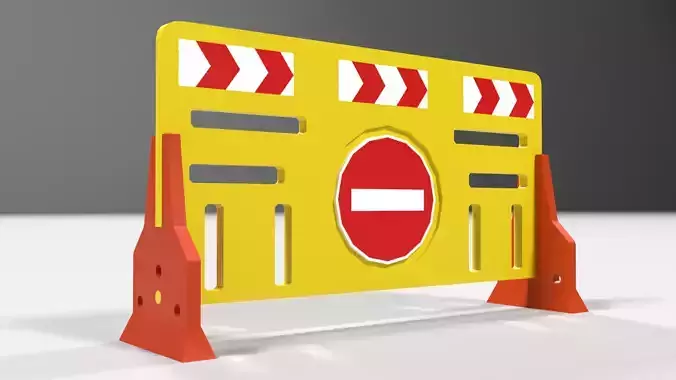 Yellow plastic road barrier