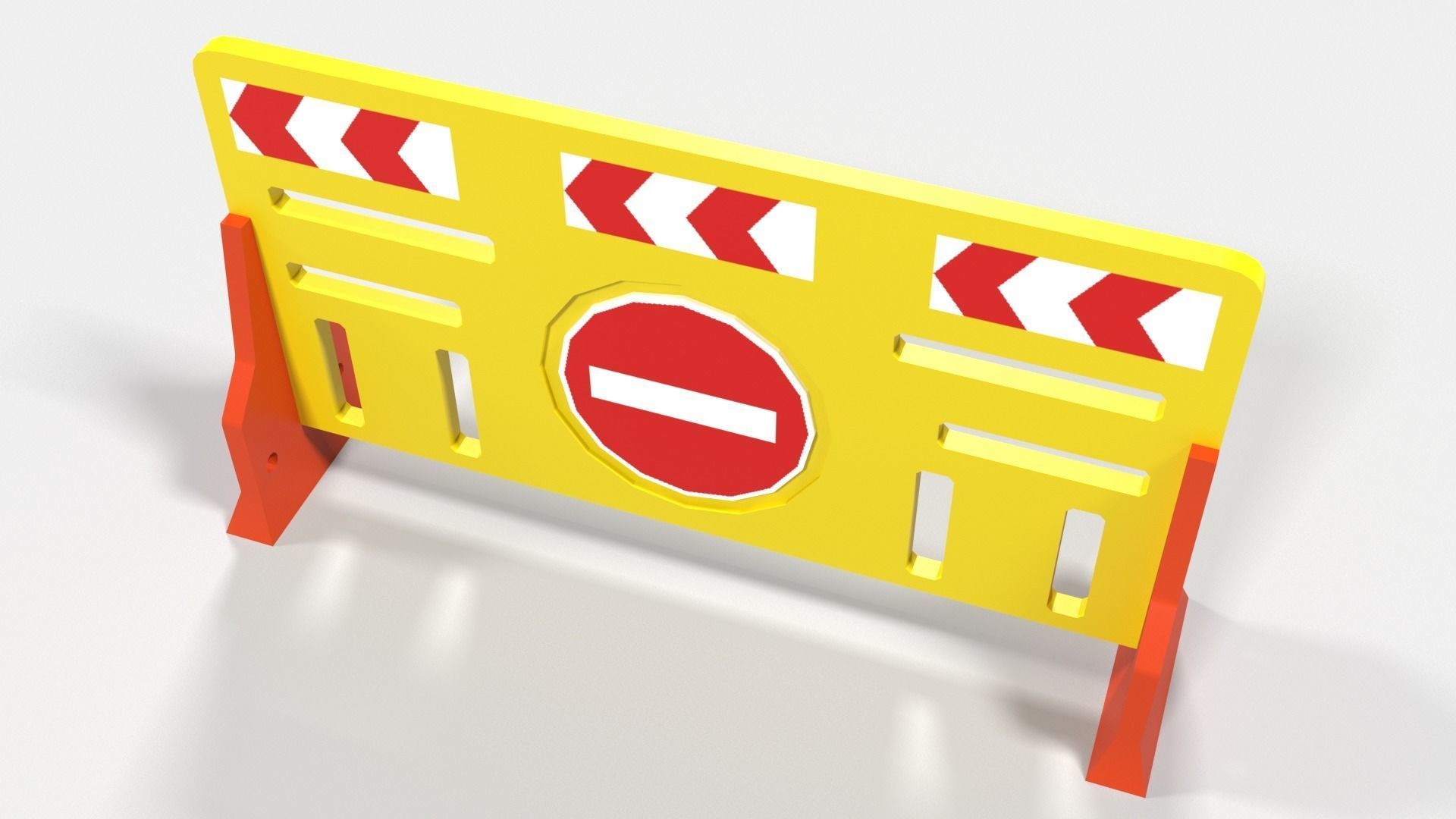 Yellow plastic road barrier Low-poly 3D model_2