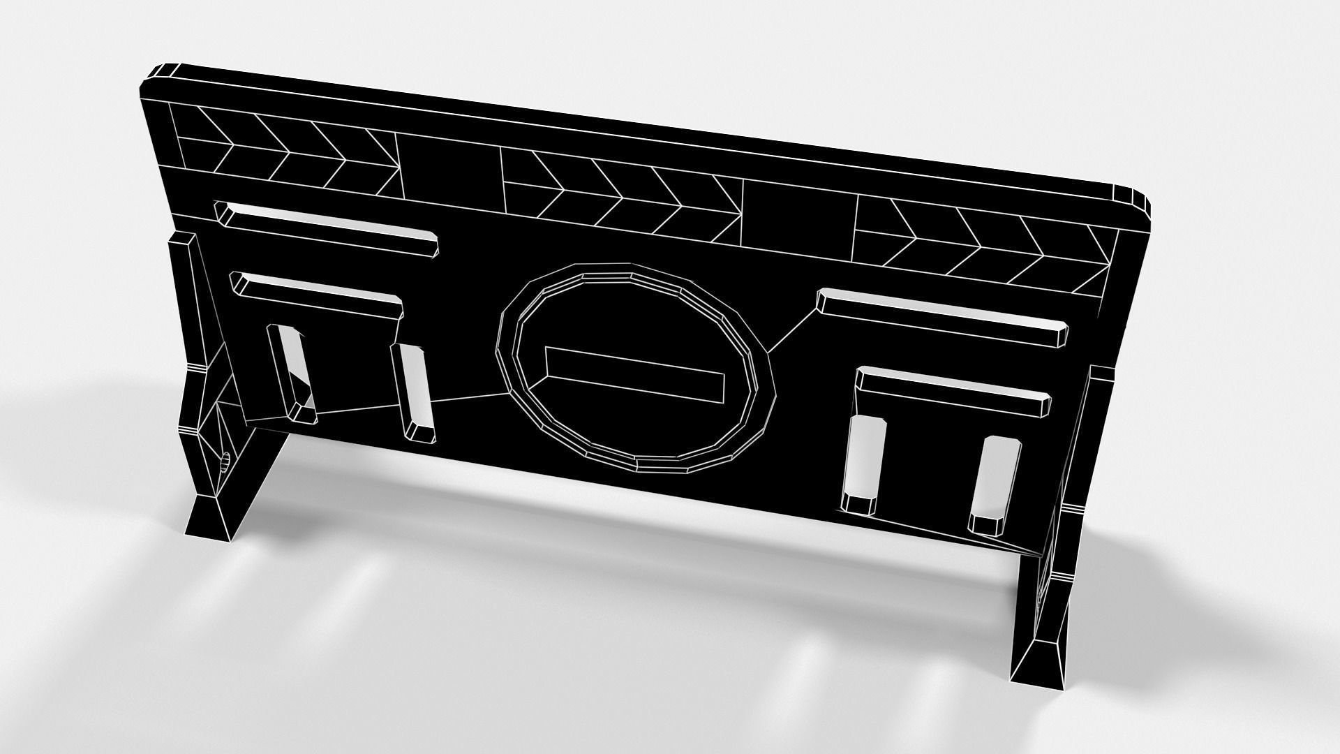 Yellow plastic road barrier Low-poly 3D model_8