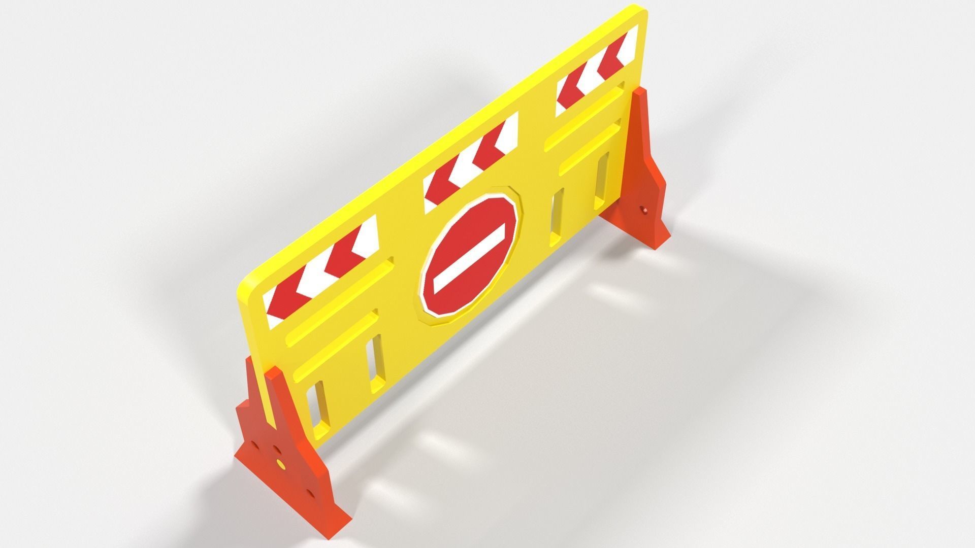 Yellow plastic road barrier Low-poly 3D model_5