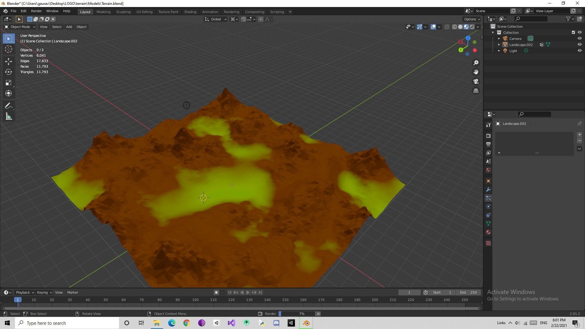 Procedural Generated Low poly Terrain Low-poly 3D model_3