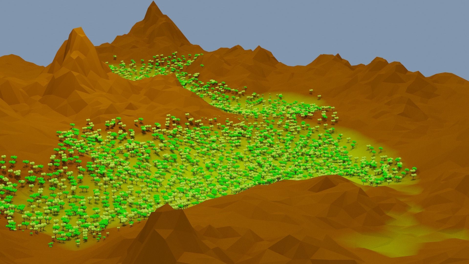 Procedural Generated Low poly Terrain Low-poly 3D model_2