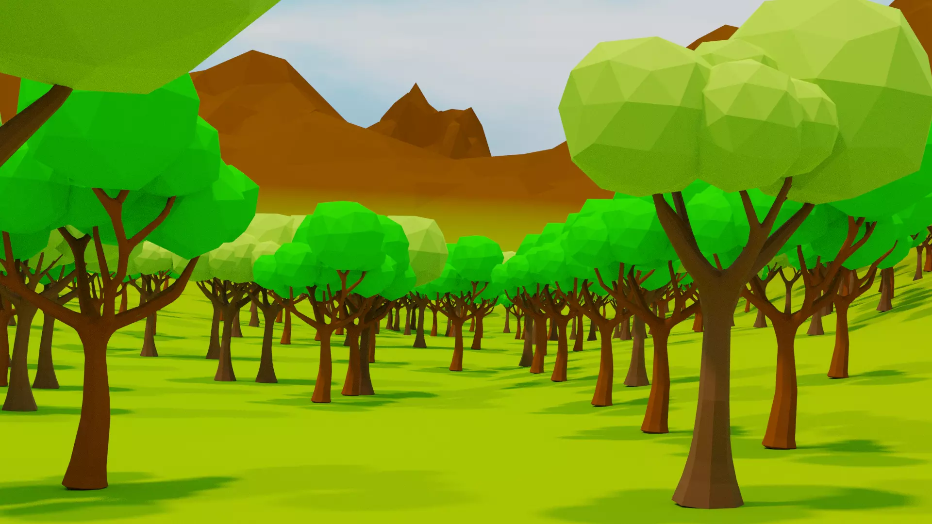 Procedural Generated Low poly Terrain Low-poly 3D model_0