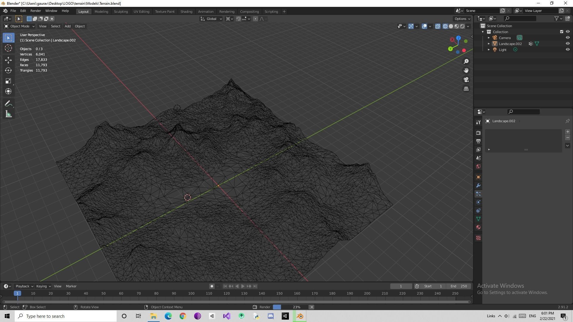 Procedural Generated Low poly Terrain Low-poly 3D model_5