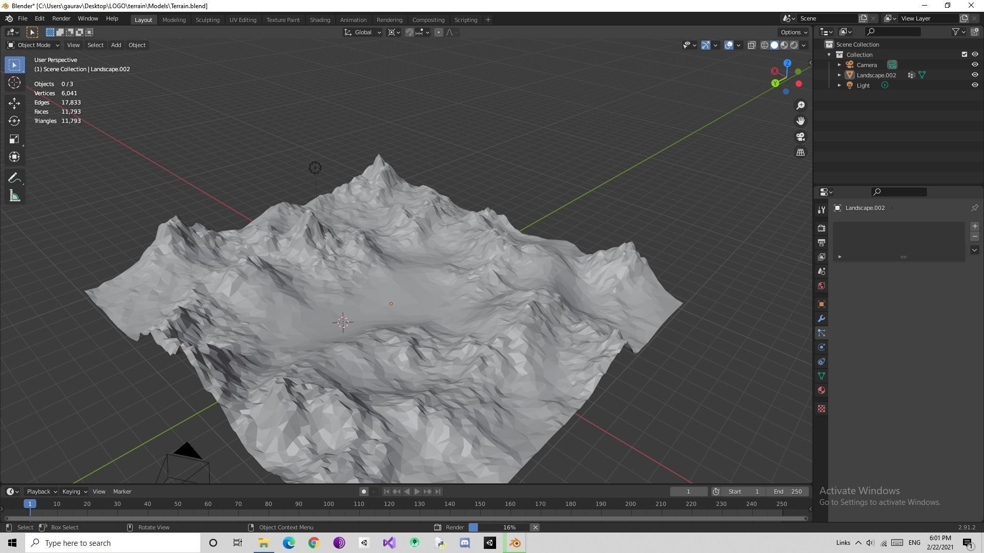 Procedural Generated Low poly Terrain Low-poly 3D model_4