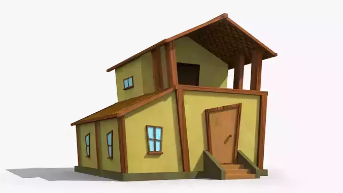 Cartoon House c Low-poly 3D model