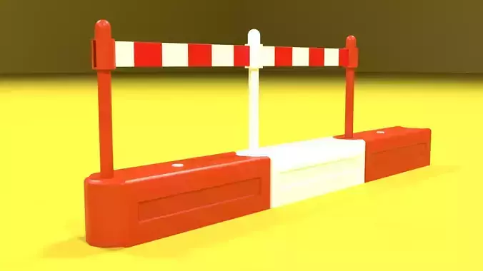 White and red plastic road barriers