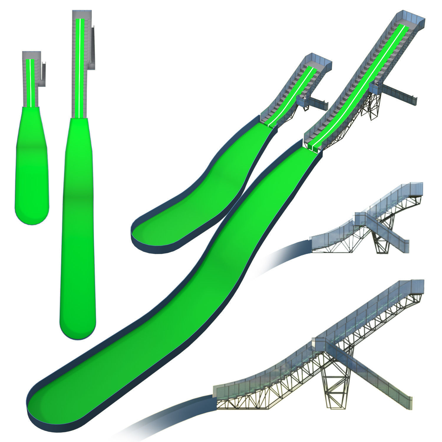 Ski Jump Small Hill Class Low-poly 3D model_2