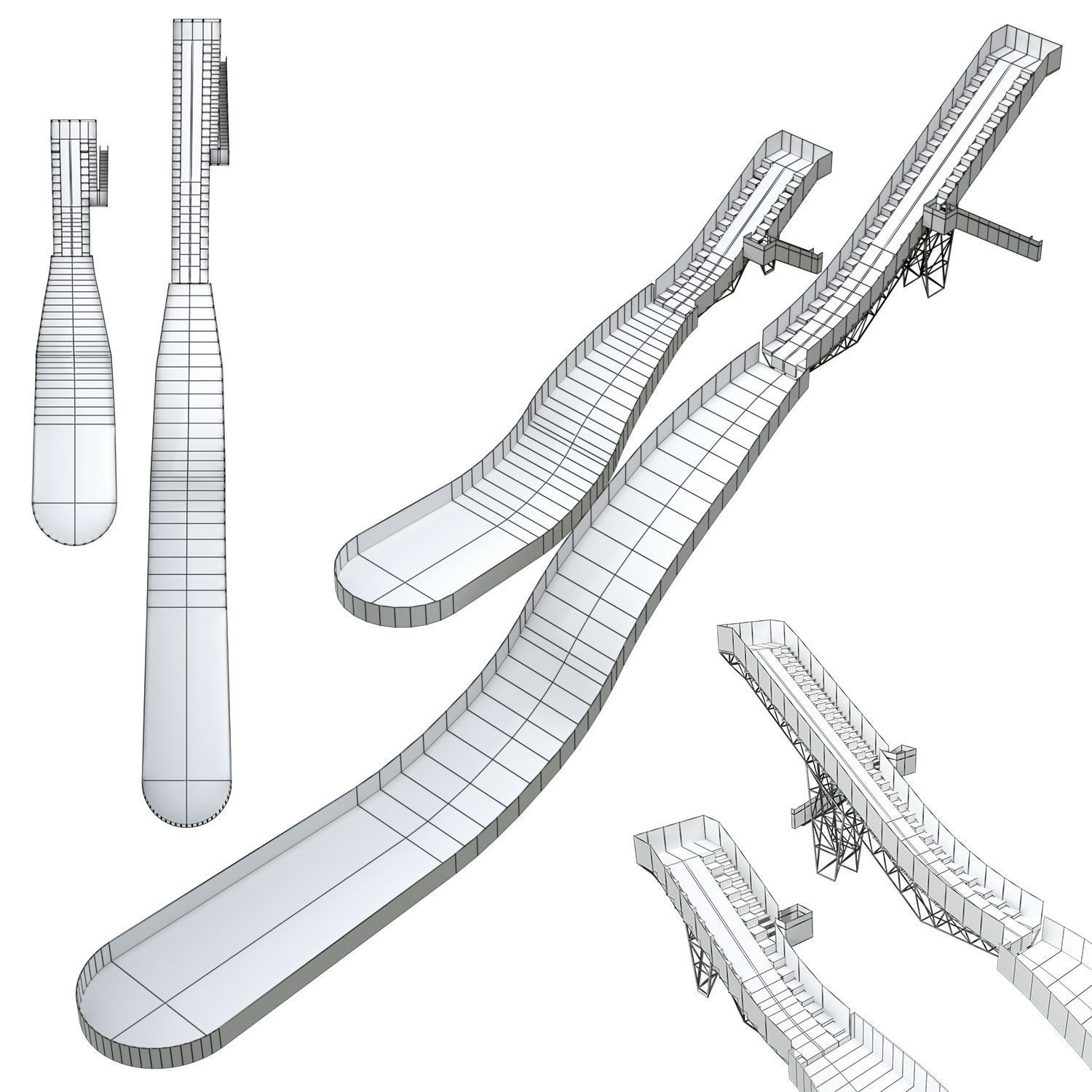 Ski Jump Small Hill Class Low-poly 3D model_4