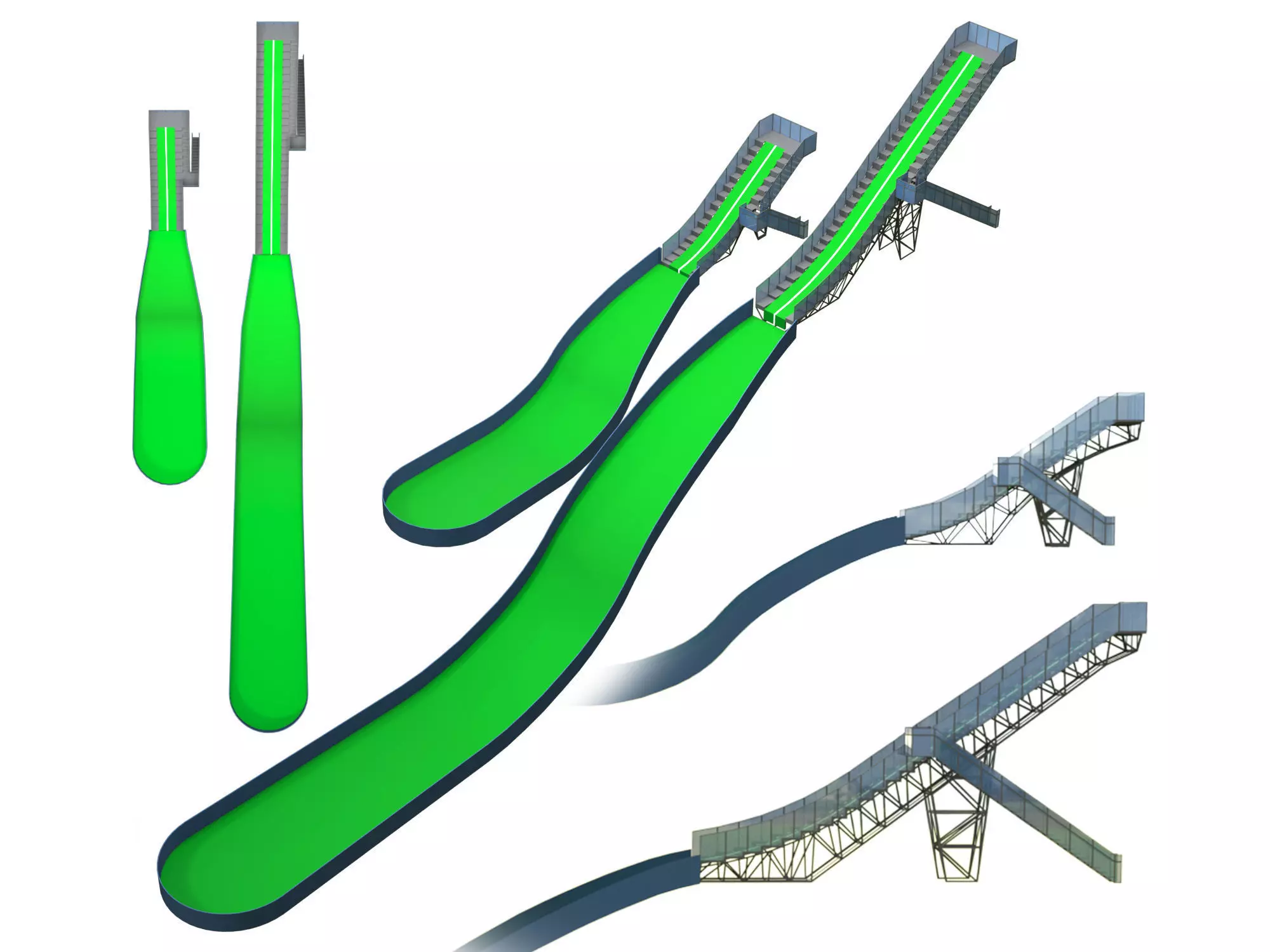 Ski Jump Small Hill Class Low-poly 3D model_0