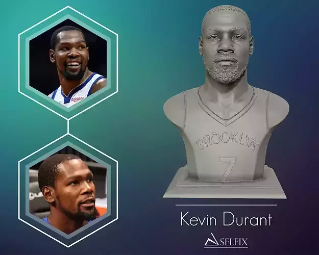 Kevin Durant with Brooklyn Jersey 3D portrait model