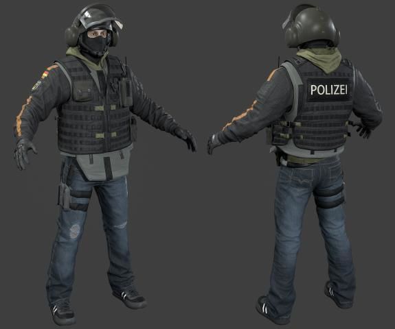 Policeman model like cs Low-poly 3D model_2