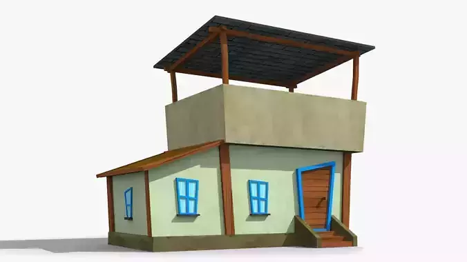 Cartoon House d Low-poly 3D model