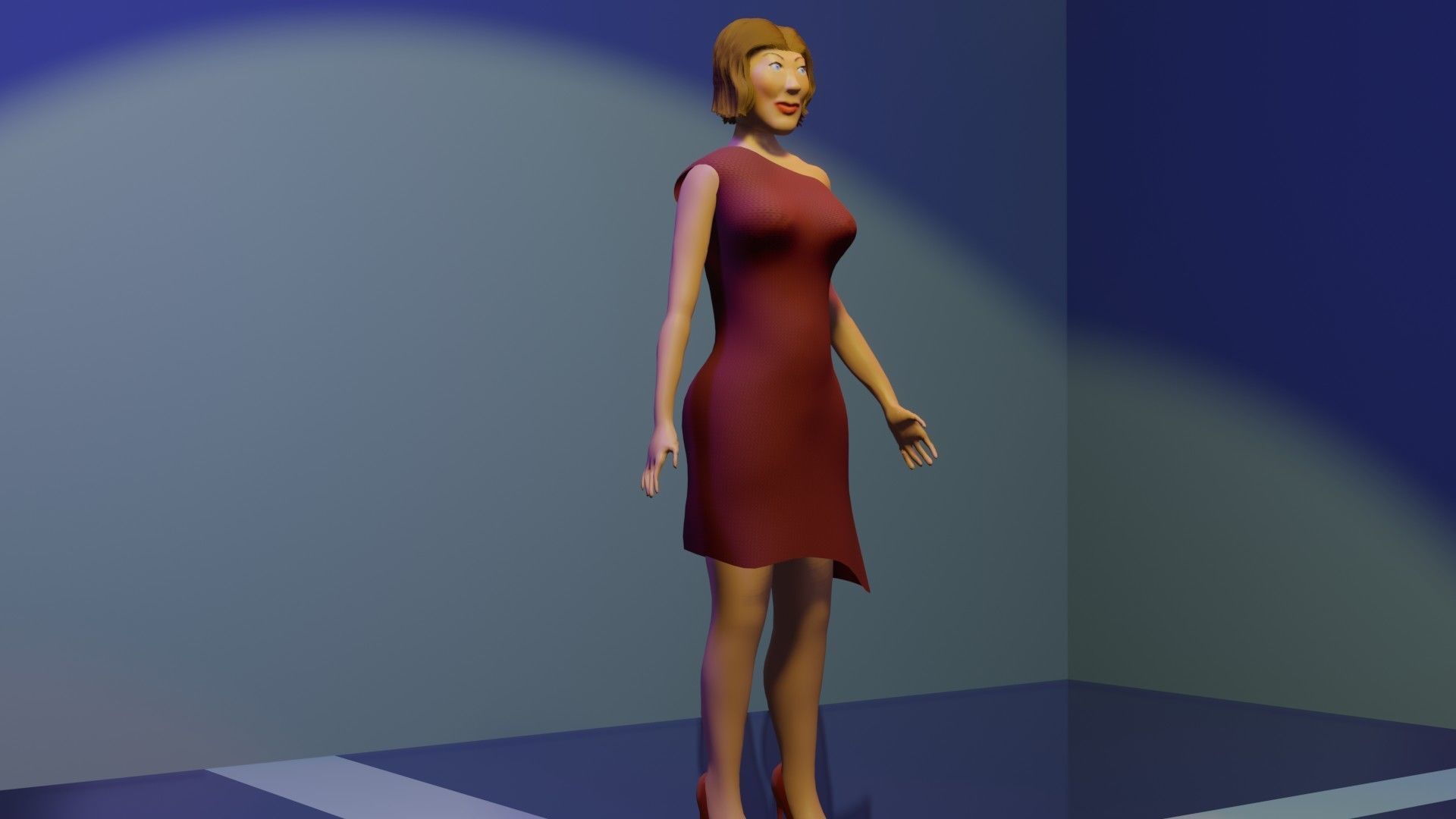 Character 3d Model woman in dress 3D model_3