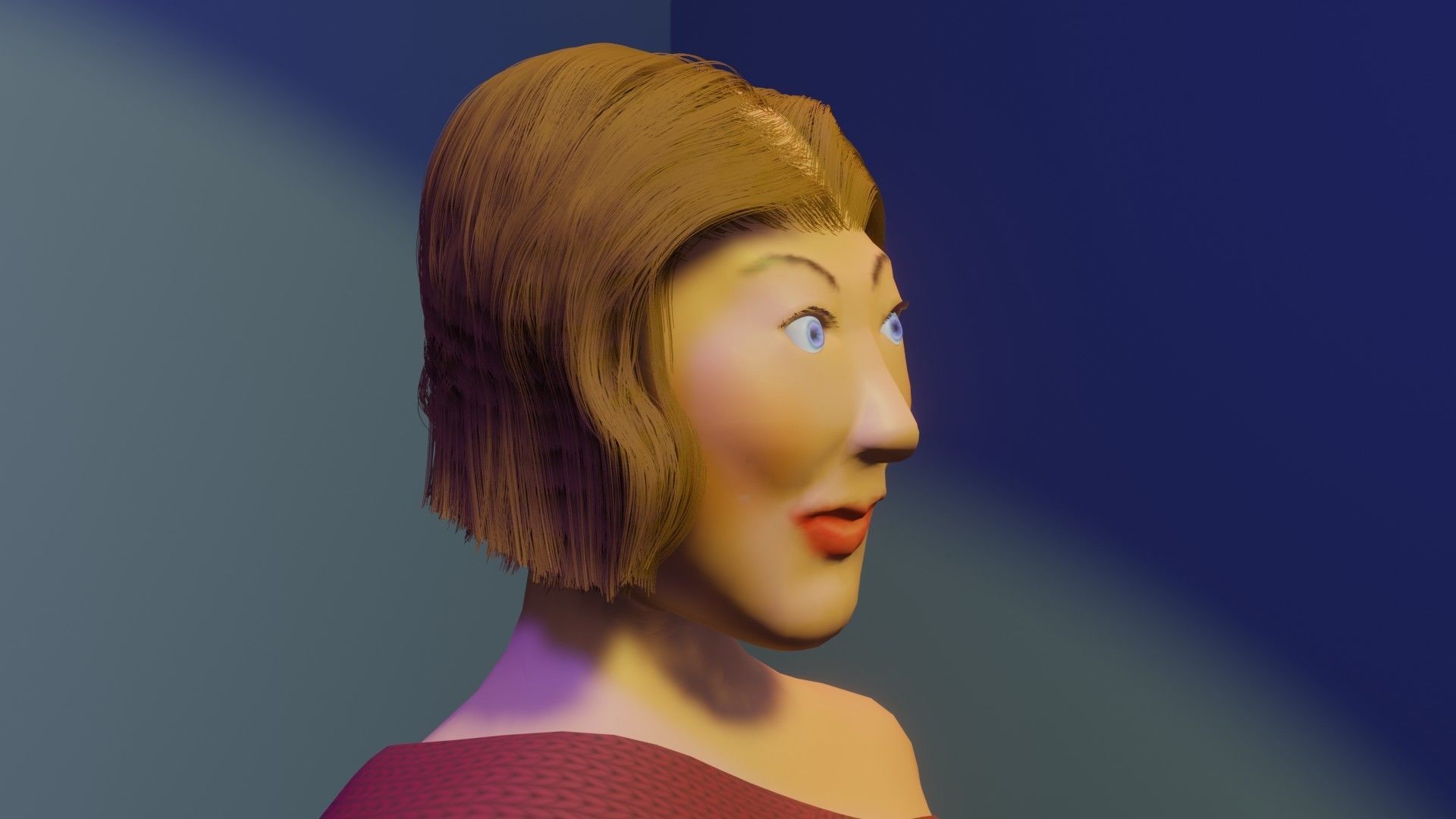 Character 3d Model woman in dress 3D model_4