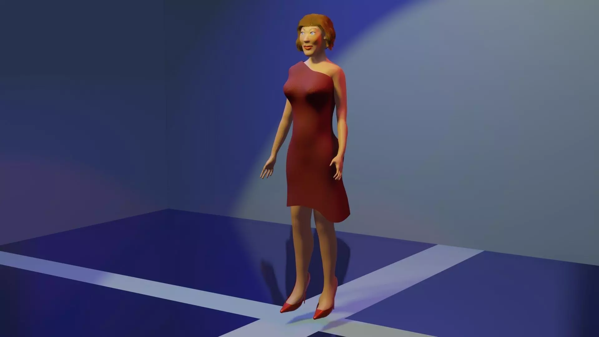 Character 3d Model woman in dress 3D model_0