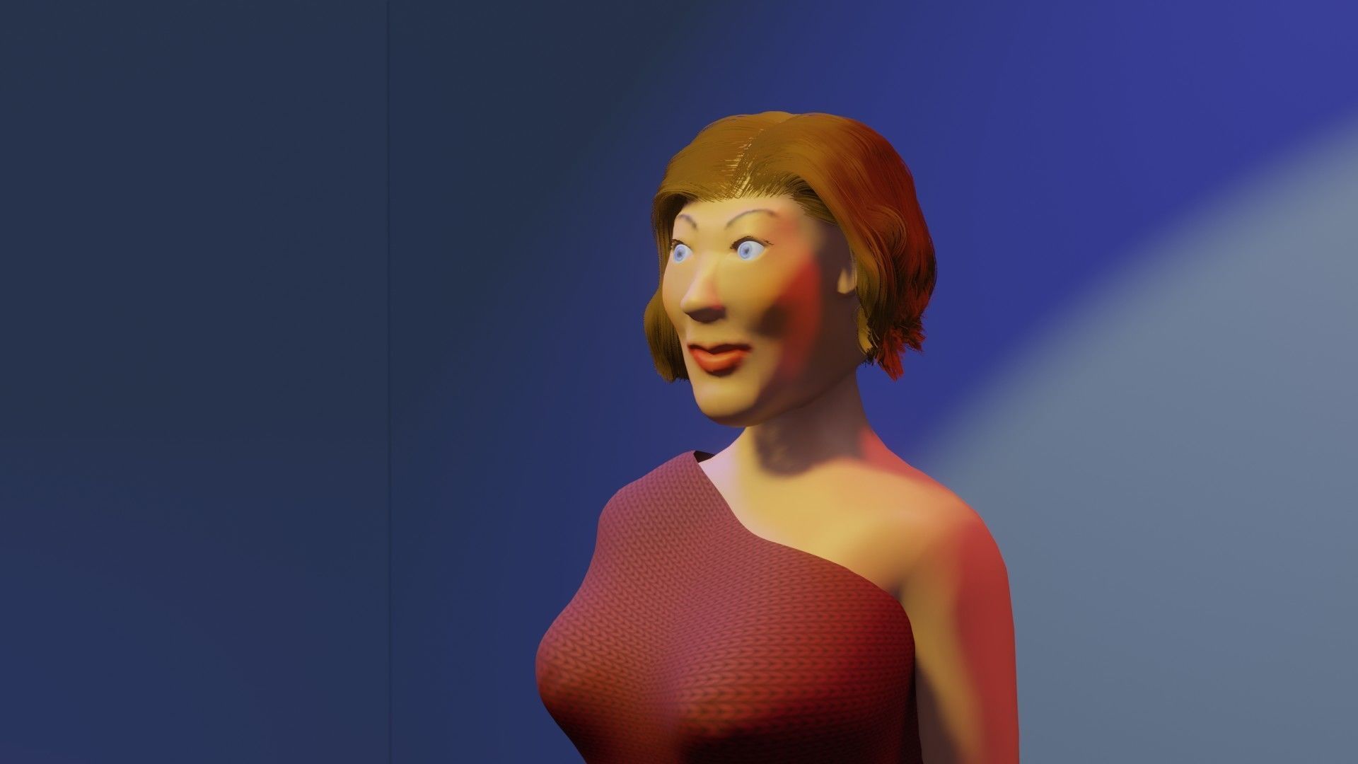 Character 3d Model woman in dress 3D model_1