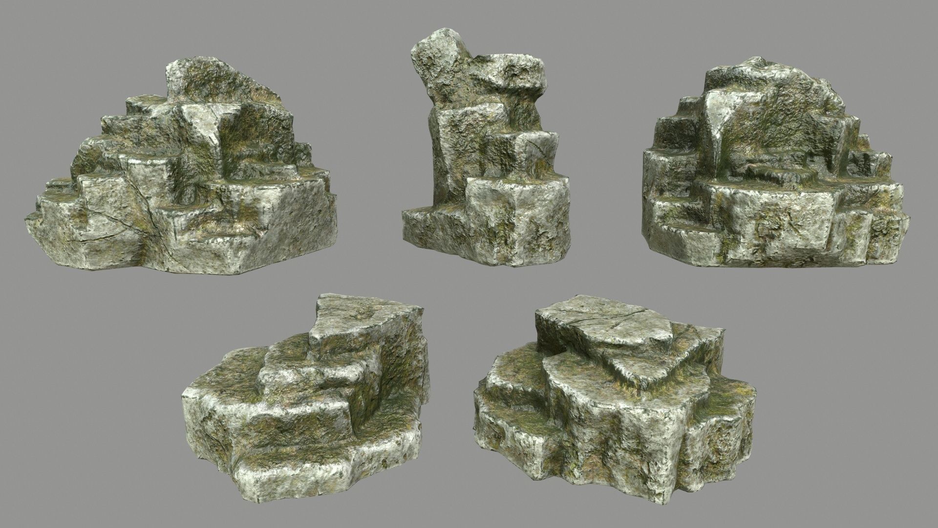 Rock Set Low-poly 3D model_1