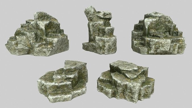 Rock Set Low-poly 3D model