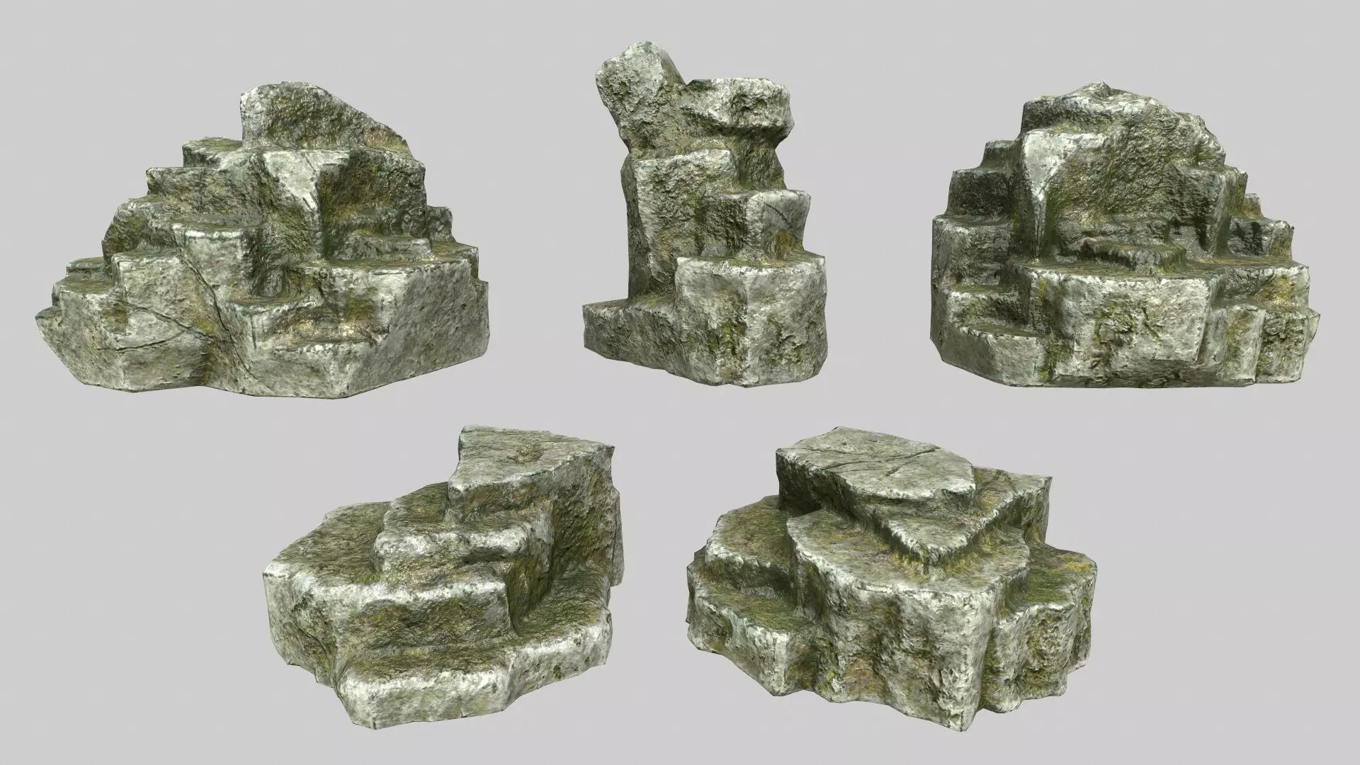 Rock Set Low-poly 3D model_0