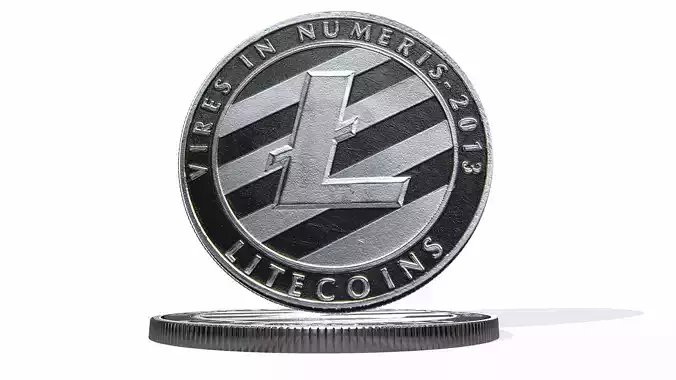 Litecoin coin with letter l 3D model
