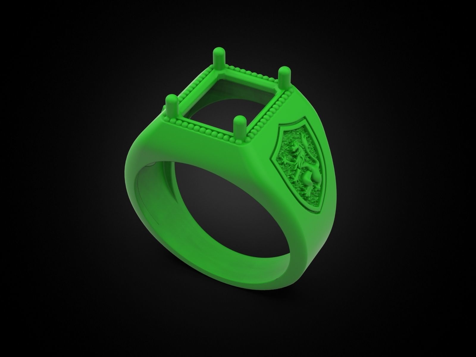 Ring lion on the shield and a large stone 3D print model_5