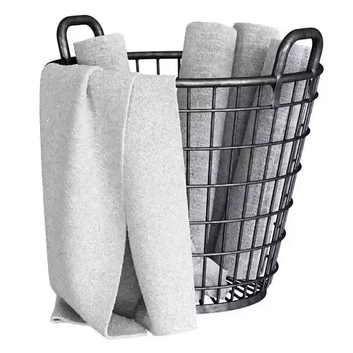 RH Schoolhouse wire basket with towels 