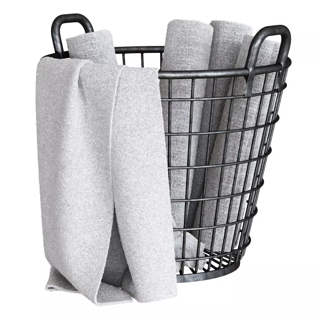 RH Schoolhouse wire basket with towels 3D model