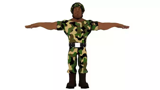 Soldier 3d lowpoly model in camouflage uniform Low-poly 3D model
